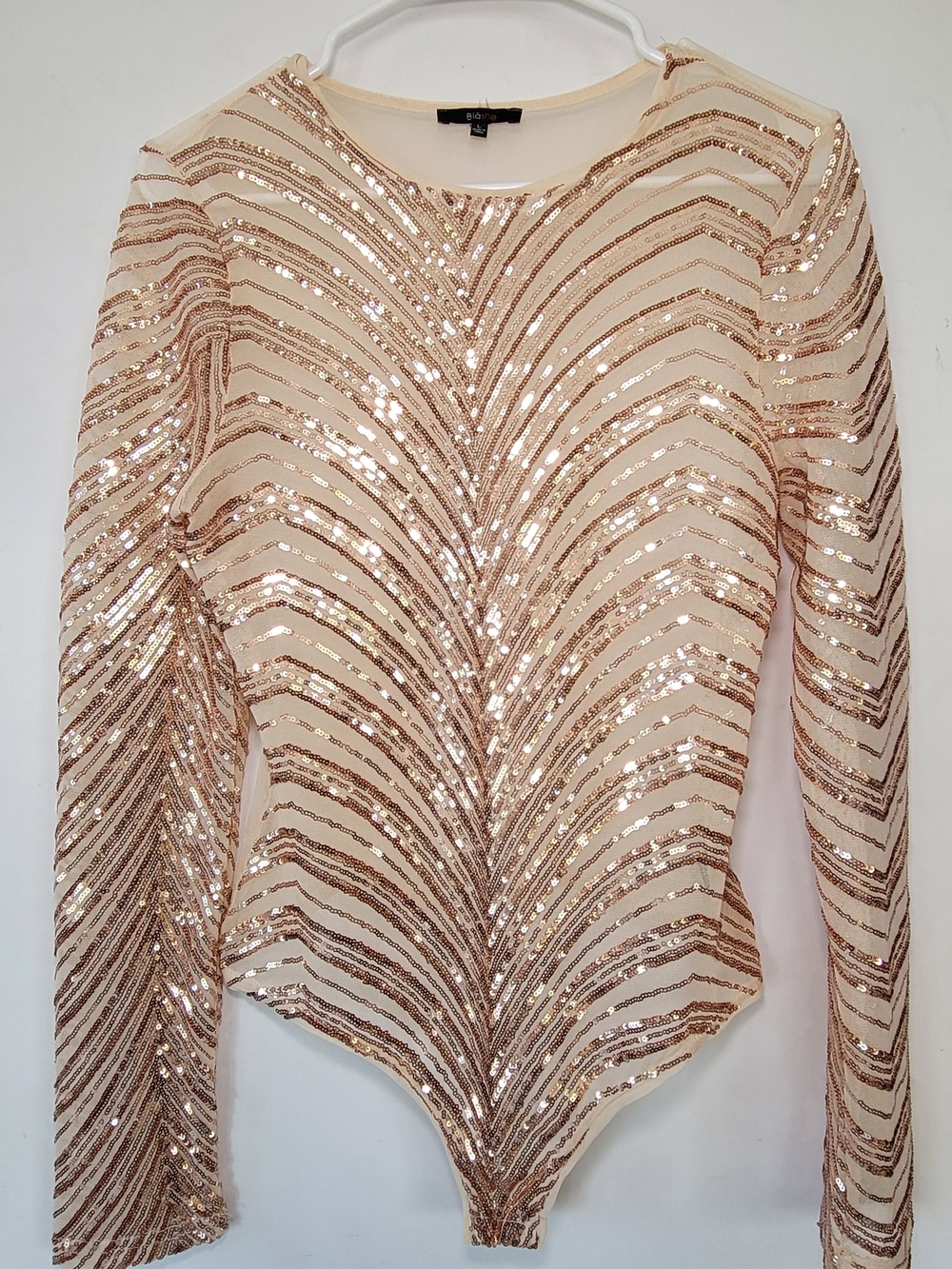 Rose Gold Sequin Mesh Bodysuit